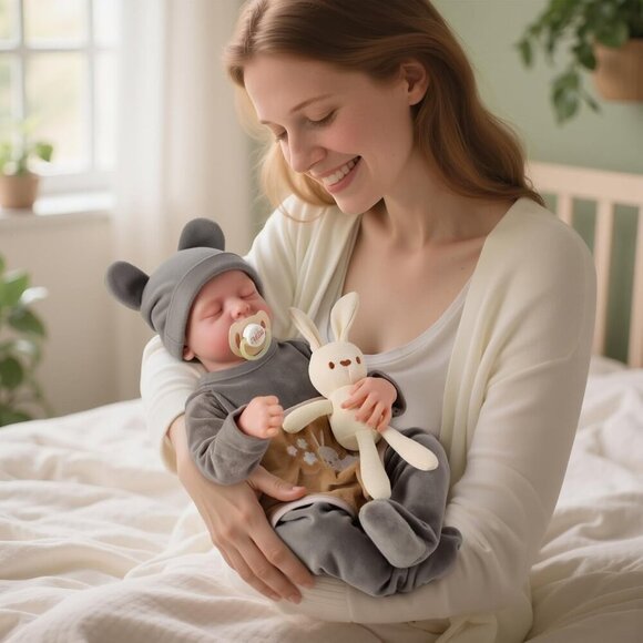 🆕 Jizhi Reborn Baby Dolls Grey Soft Body Vinyl Real Life Accessories Kids Toy - Picture 7 of 9